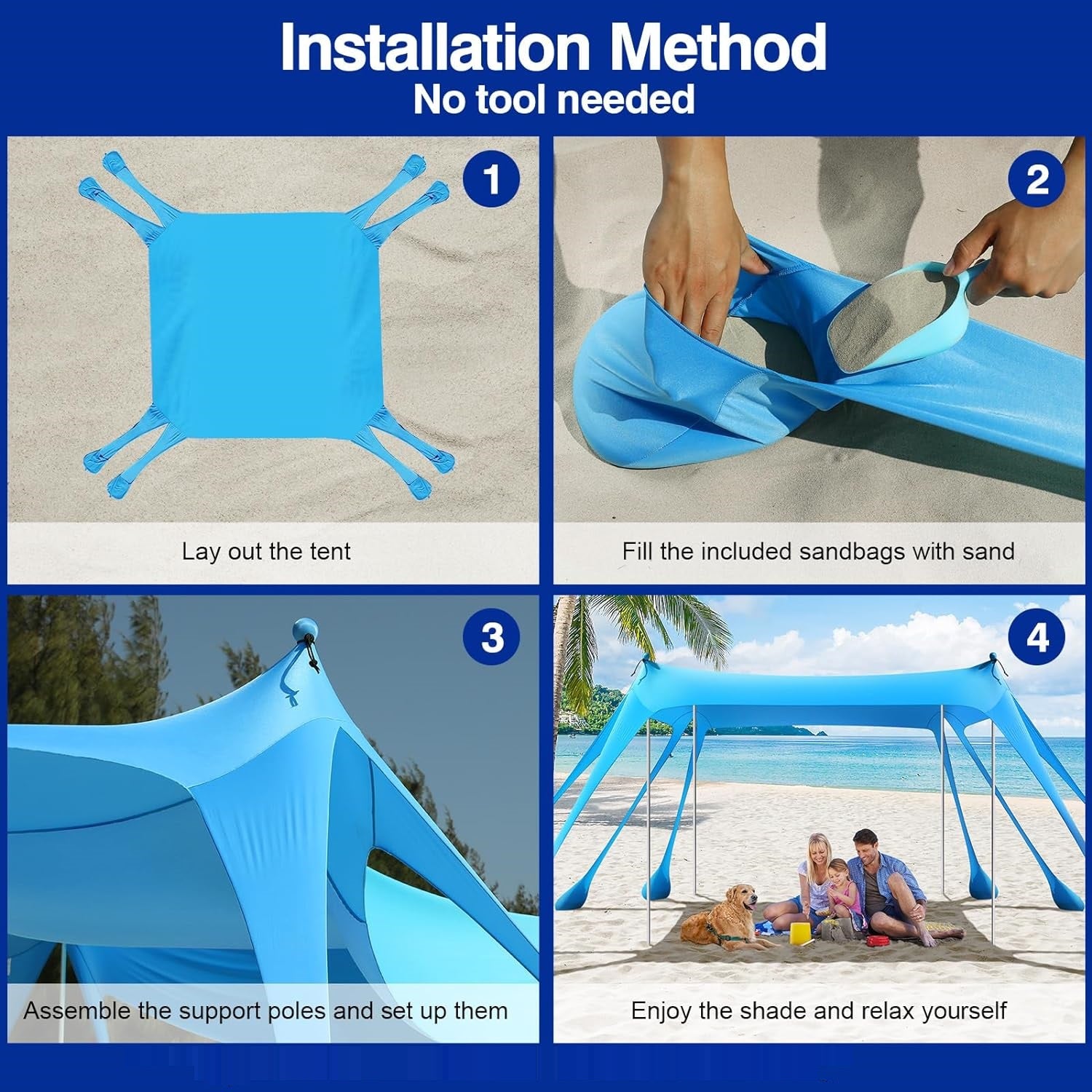 Beach Tent Sun Shelter 3 x 3 Meter