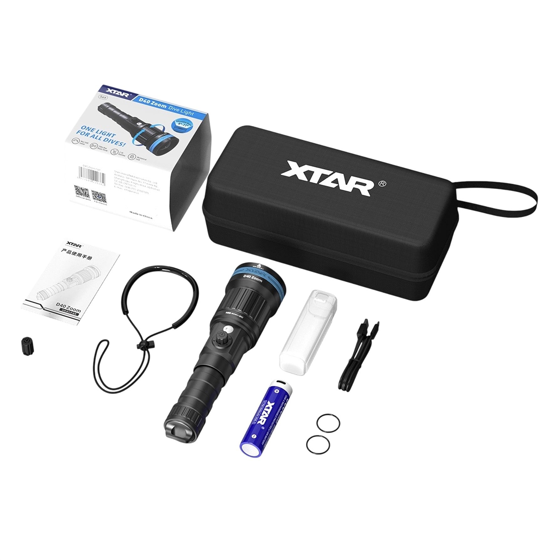 Diving Flashlight D40 ZOOM 1600 lumen