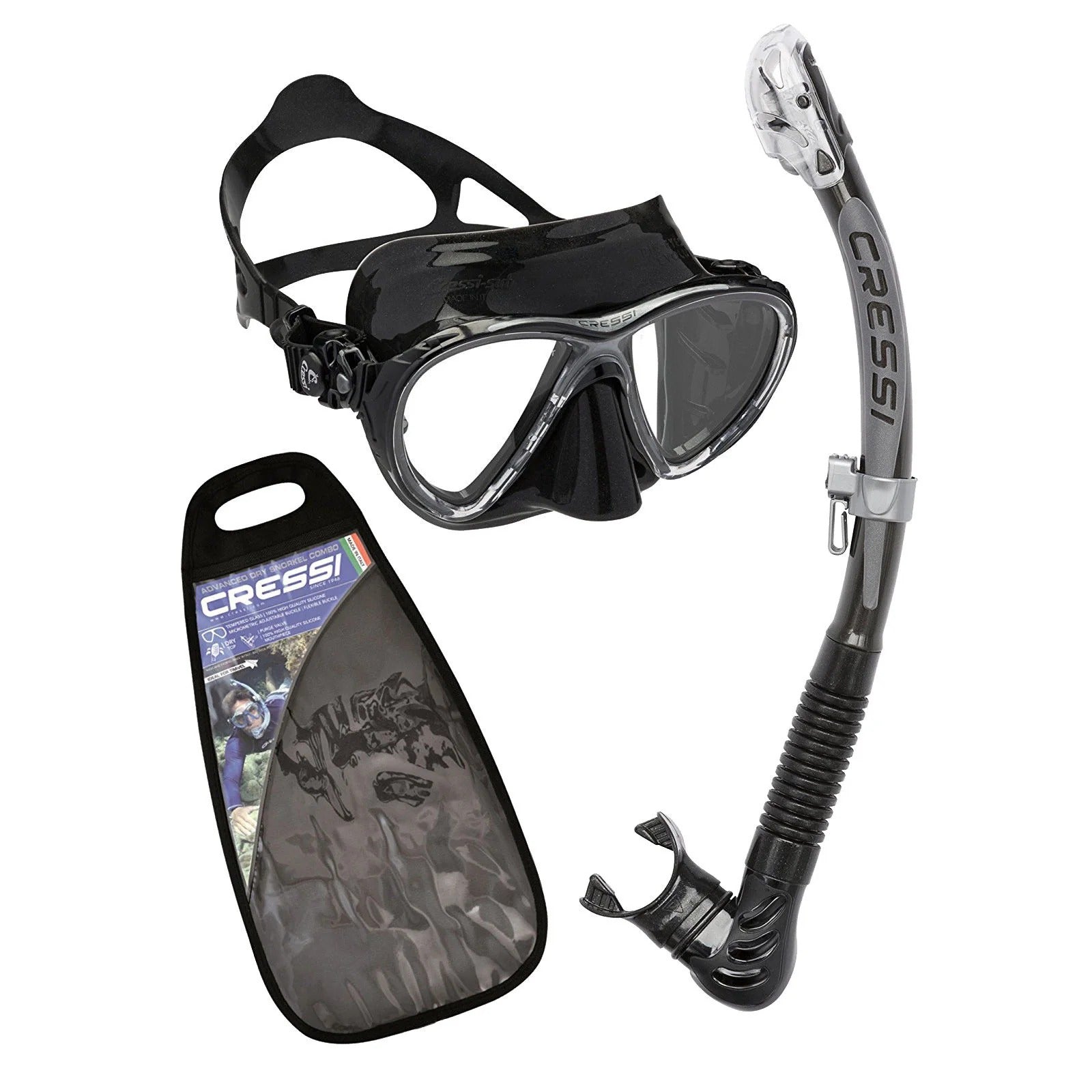 Cressi Big Eyes Evolution Dive Mask with Alpha Ultra Dry Snorkel Combo Set