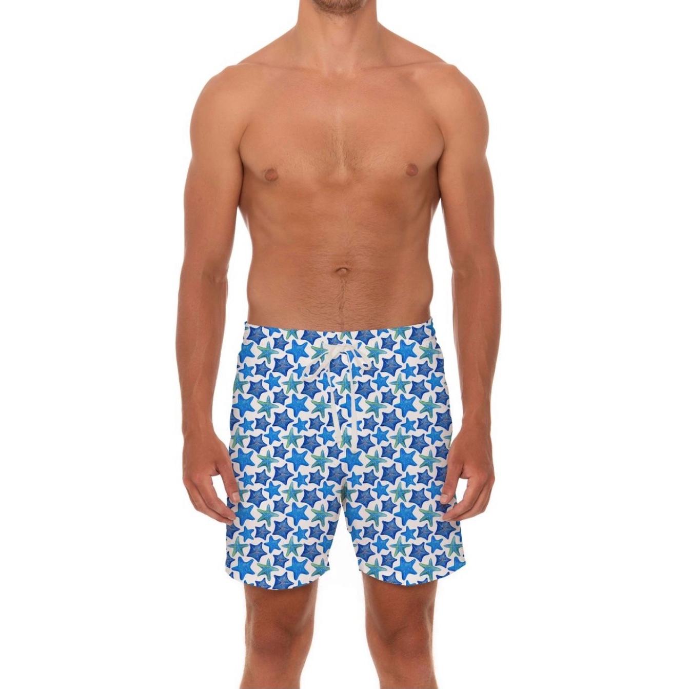 Blue Star Fish Swim Trunk