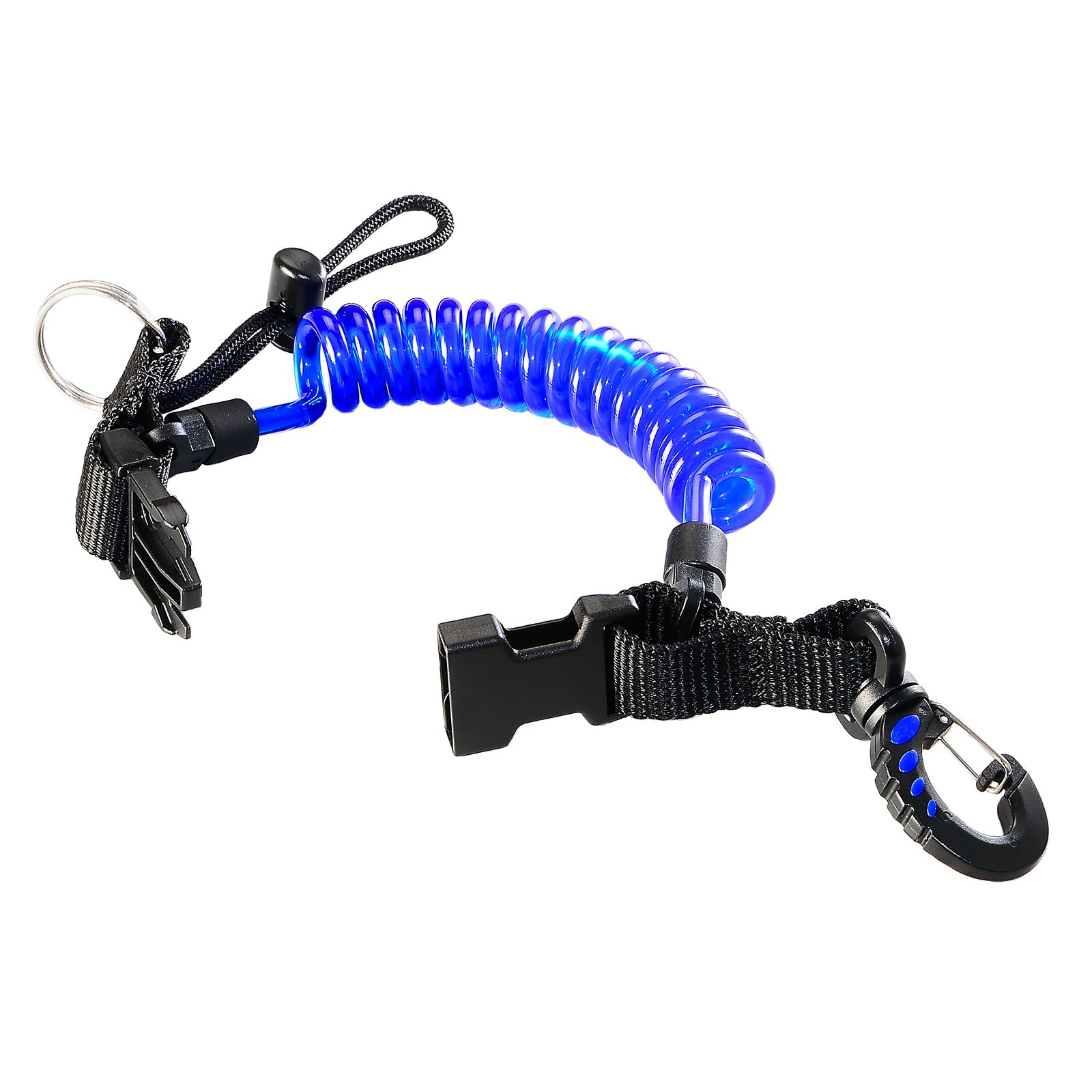 Coil lanyard with plastic clip