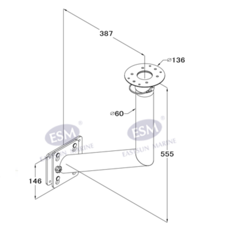 Table Pedestal Side Mount Bracket 189022-BBQ