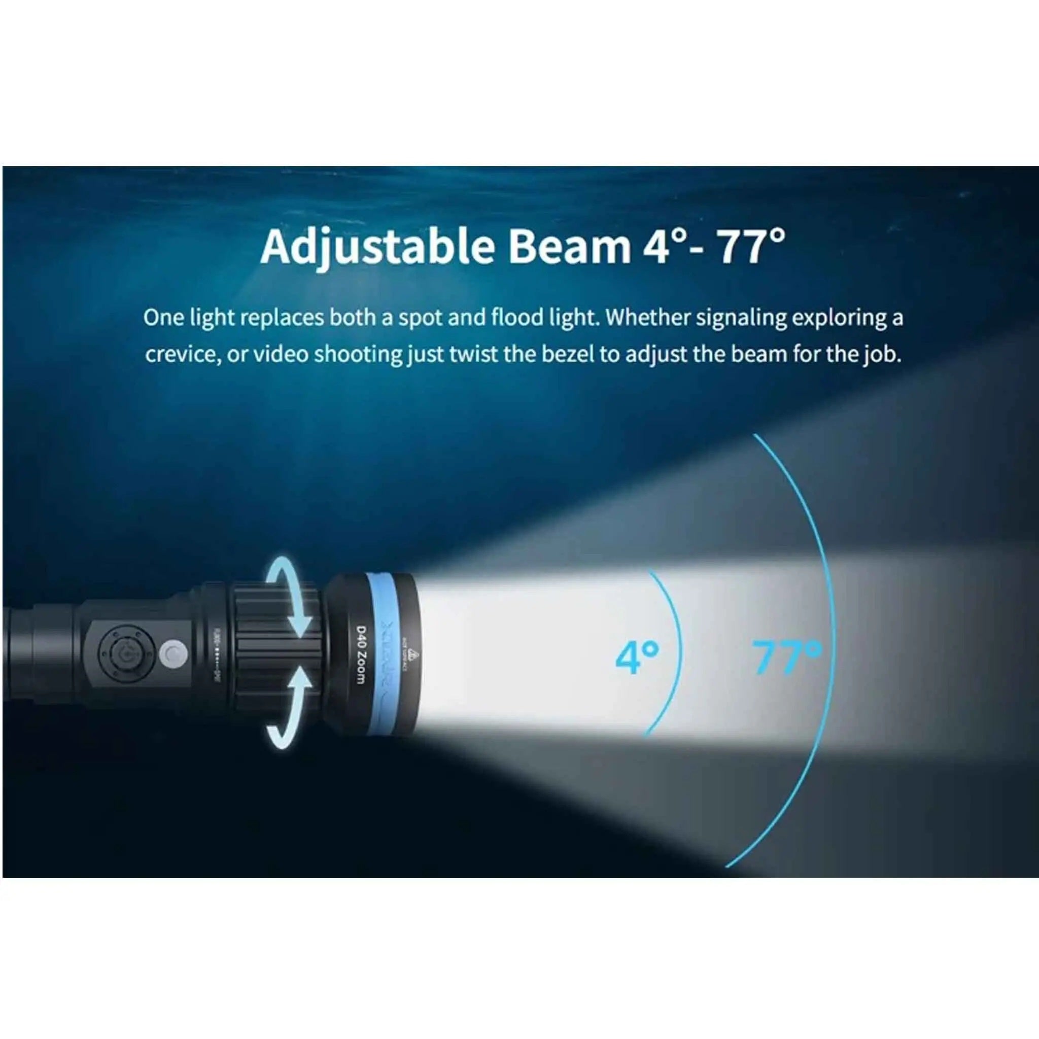 Diving Flashlight D40 ZOOM 1600 lumen