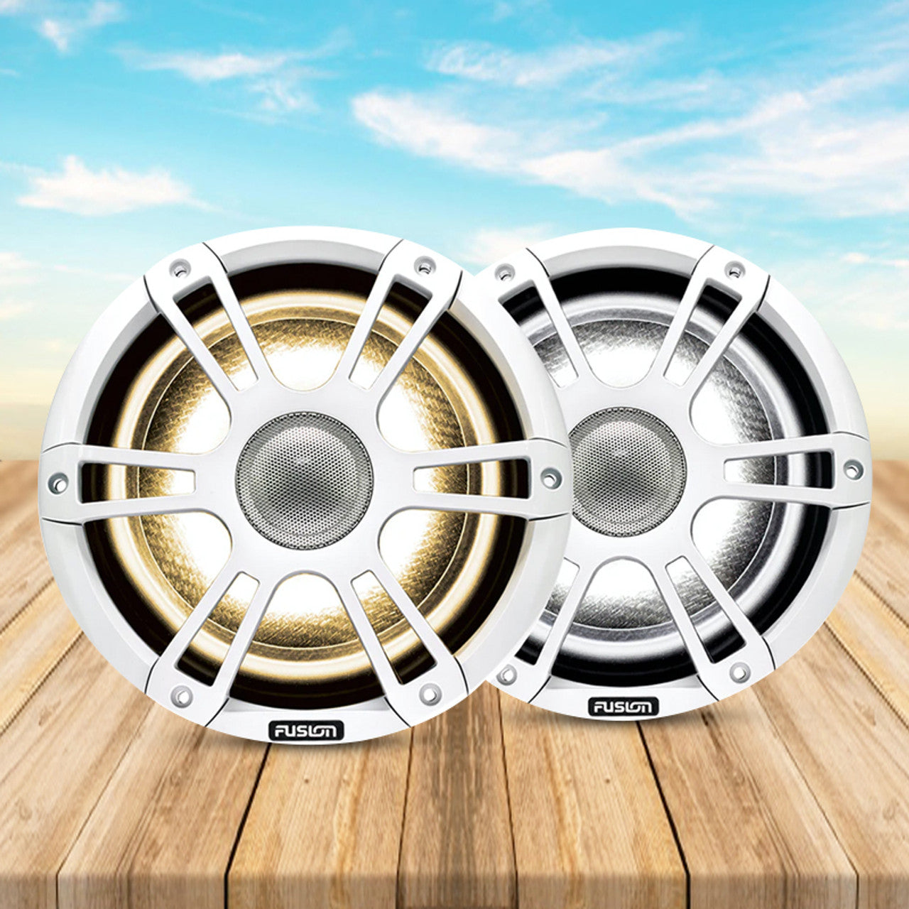 Coaxial Sports White Marine Speaker with CRGBW 230 MAX Peak Watt